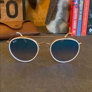 Ray-ban round double ridge in blue gradient flash
